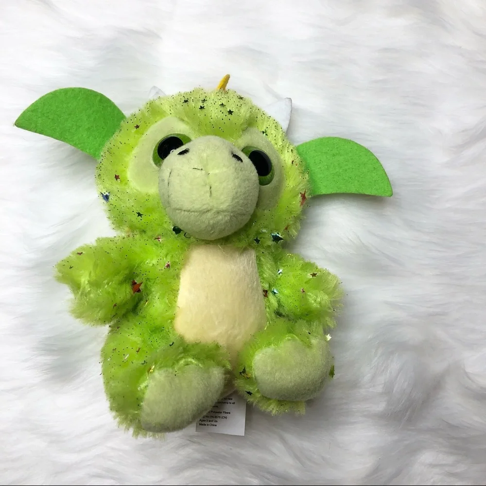 3/$20 PEEK-A-BOO TOYS Metallic Multicolored Star Dragon Plush Green EUC